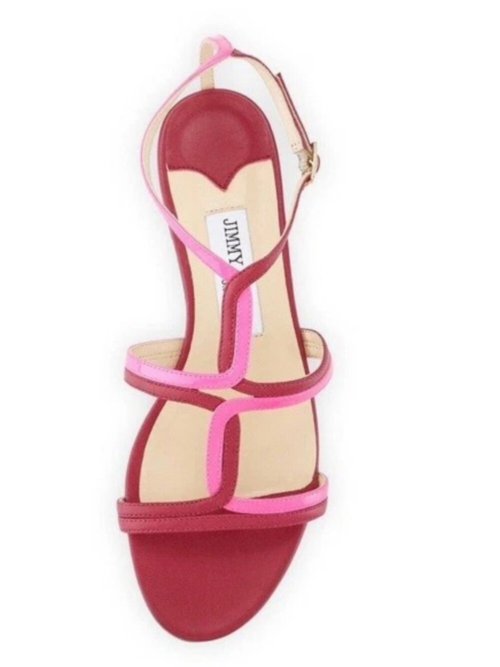 $670 Sz 38.5 39 Jimmy Choo Magnes Red Pink Leather Gladiator Sandals Shoes 8 8.5